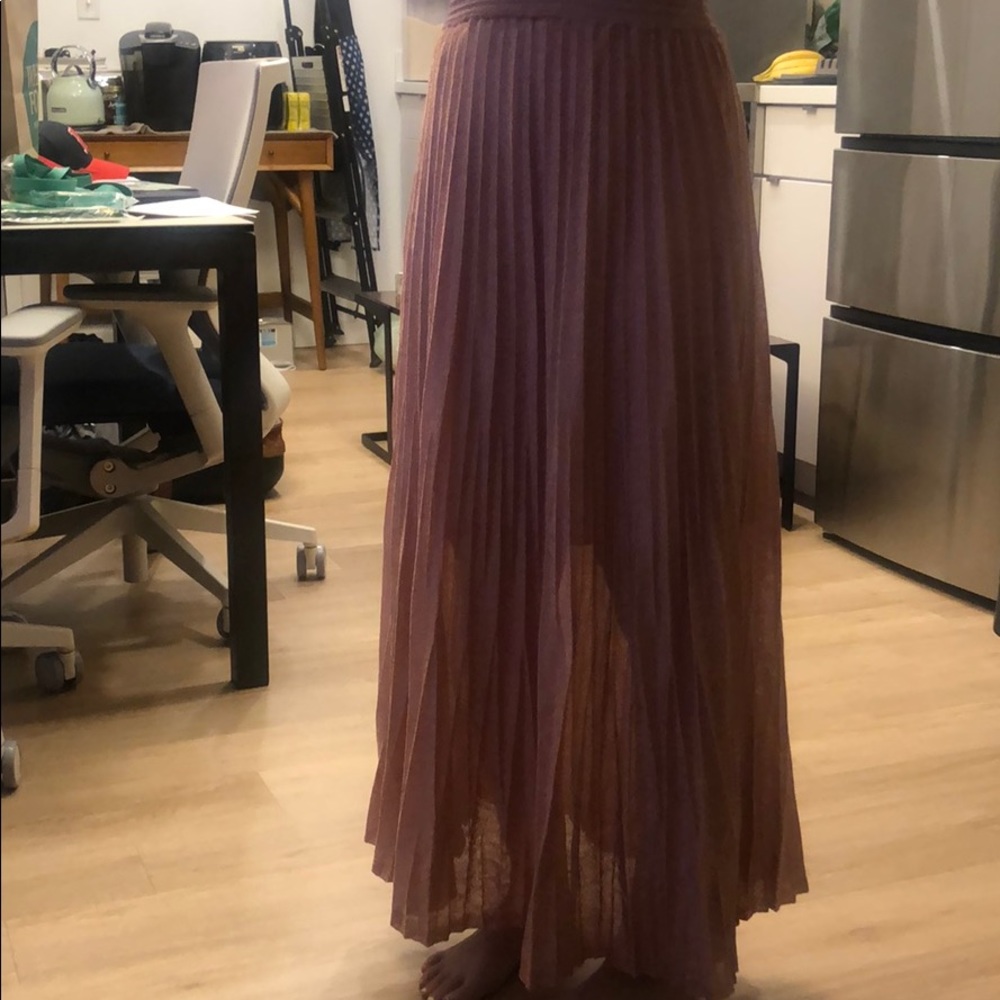 COPY - Maje pink glittering pleated skirt